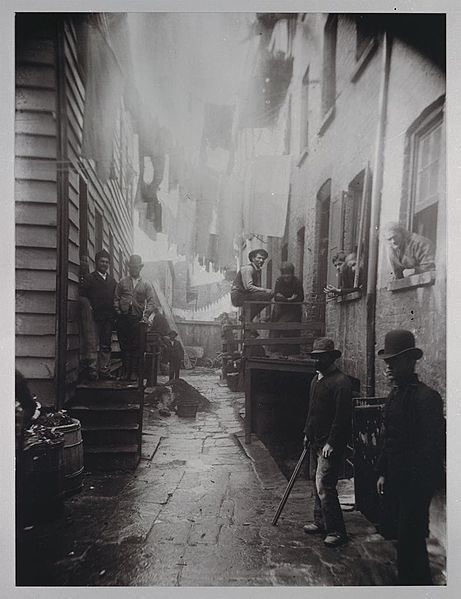 The crime ridden area of Bandit's Roost (1888) by Jacob Riis, from How the Other Half Lives.  - See more at: http://hnn.us/article/155583#sthash.3RP6JbgP.dpuf